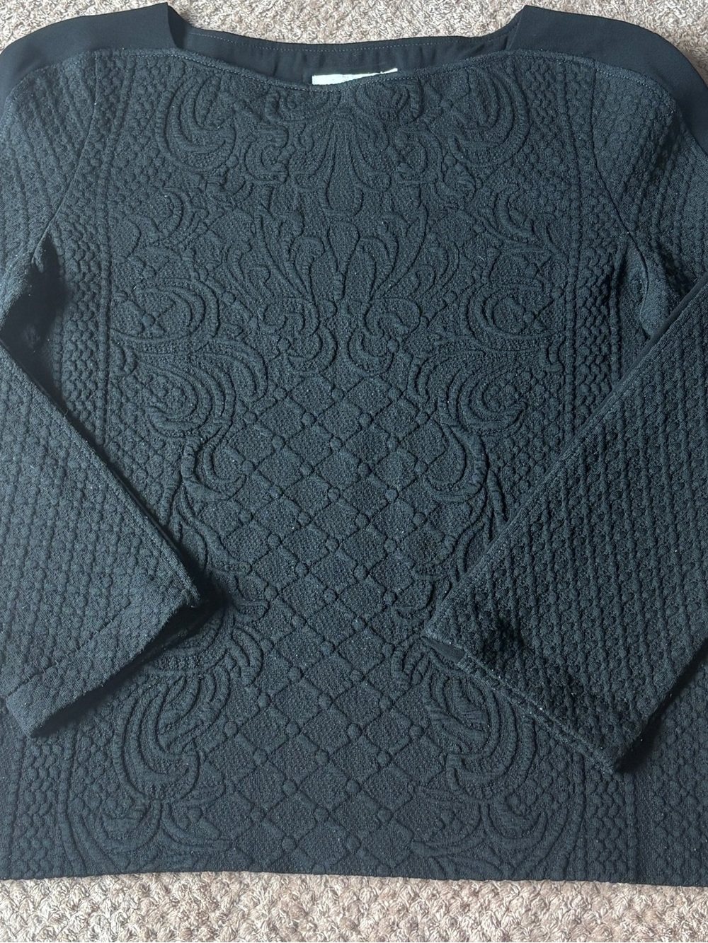 Tory Burch Black Kiersten Textured Knit Pullover Top